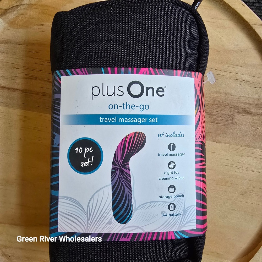 plusOne On-The-Go Travel Massager Set 10pc Waterproof 10 Settings Model 6742 NEW